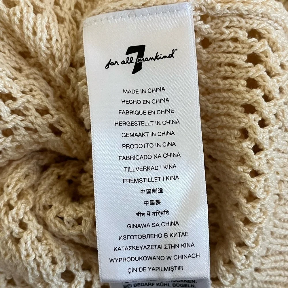 7 FOR ALL MANKIND | Ruffle Neck Long Sleeve Sweater in Heather Oatmeal | Size M